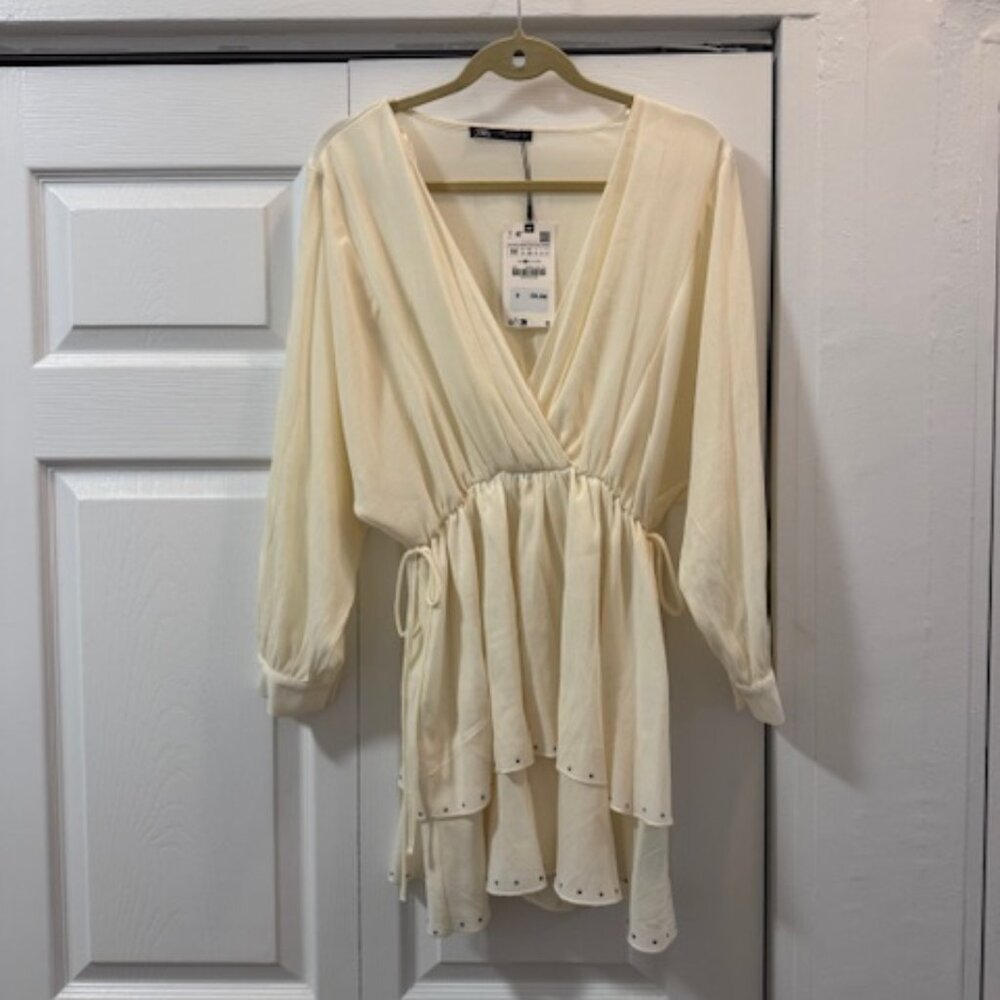 NWT Zara- Off-White Short Dress- MEDIUM